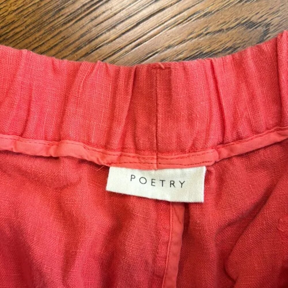 NWT Poetry Cropped Trousers Garment Dyed Linen OS - Picture 9 of 16